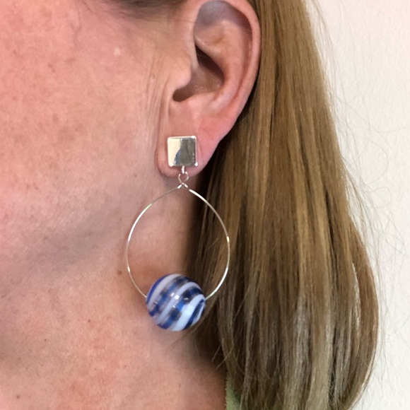 Artisan Wire Earrings w/ Blown Glass Beads - Picture 1 of 5